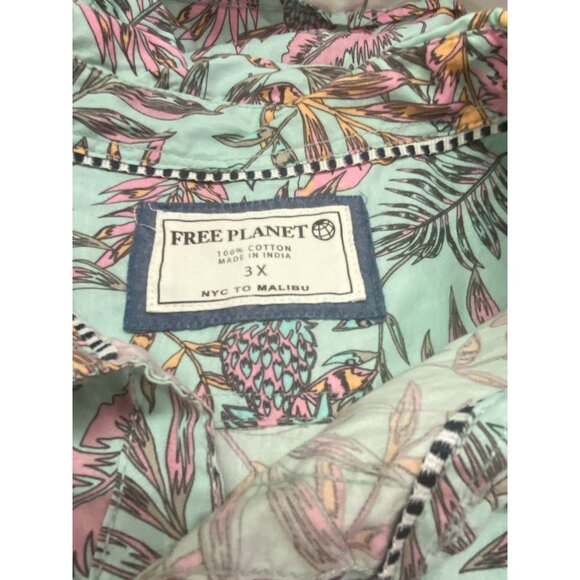 Free Planet Men's 3XL Multi-Colored Short Sleeve Tropical Hawaiian Cotton Shirt - Picture 3 of 7